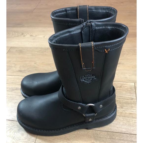Harley Davidson Steel Toe Black Leather Zip Side Boots Mens Sizes 9M Wolverine - Picture 1 of 16
